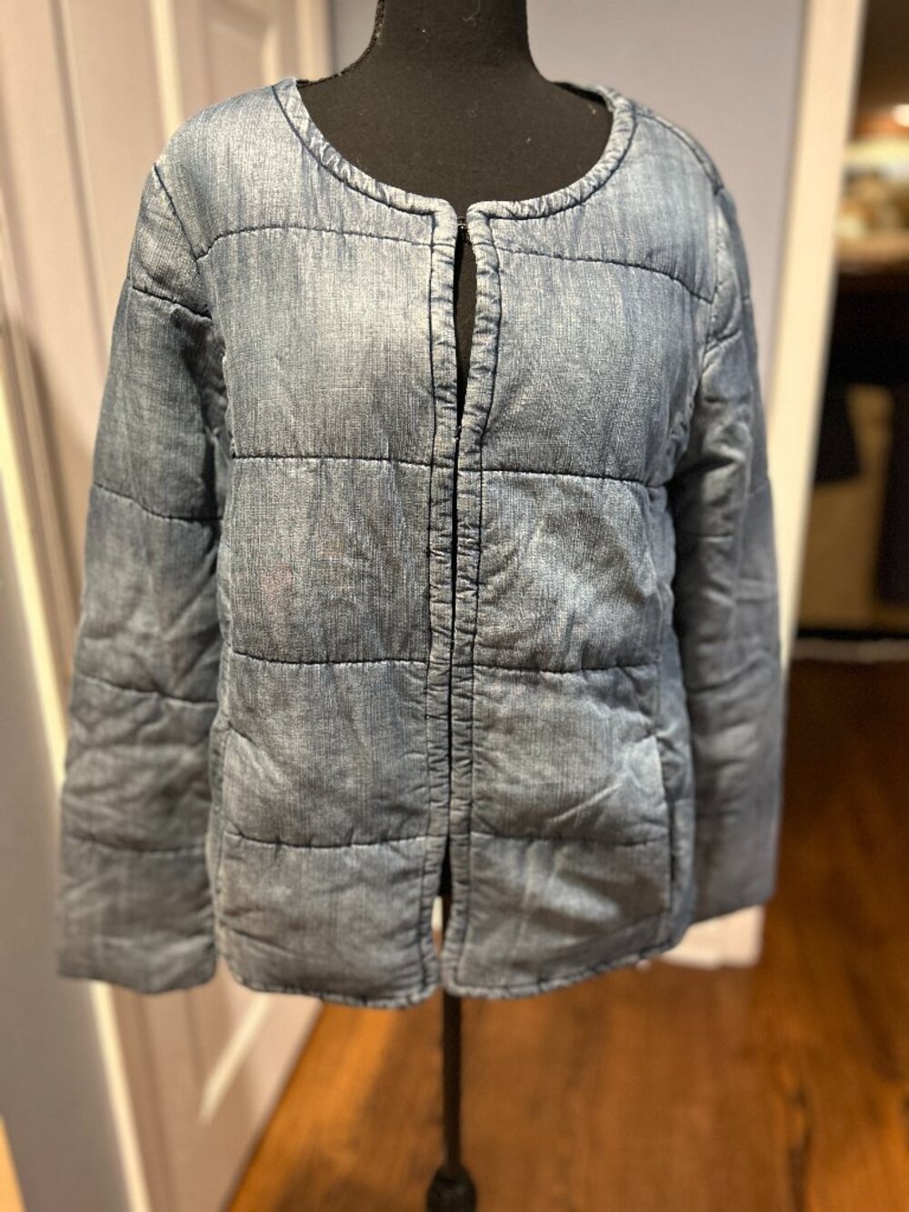 Cloth & Stone Women's L Jacket, Blue quilted